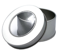 Puszka `Silver` okrągła 45g z okienkiem w wieczku